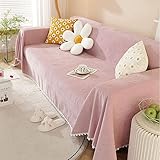 Homxi Dreisitzer Sofa Überzug,Sofa Universal Bezug Einfarbig Couchbezug Chenille Sofa Handtuch Rosa Bezug Sofa 180x260CM