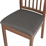 JHLD Stretch Esszimmerstuhl Sitzbezug 6 Stück, Weich Spandex Stretch-Sitzbezüge für Esszimmer mit elastischem Boden stuhlbezug sitzfläche waschbar für Küche Hotel Hochzeit-grau-6er Set
