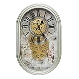 Hm Vicyy Oval Wanduhr mit Beweglichen Zahnräder,Vintage dekorative römische Ziffern leise Wanduhren,Metall Retro Wanduhr,Vintage rustikale Industrieuhren für Wohnzimmer Küche Büro Dekor,2 Farben