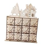 USHOBE 1 Stück Box Weihnachts-Holzkalender Herz Weihnachtskalender Holz Schmuckstück Kalender Musteretui Weihnachtsschmuck Weihnachts-Aufbewahrungsbox Aufbewahrungsbox