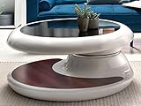 SalesFever® Couchtisch Enric, aus weißem Fiberglas, 90 x 90 cm, runder Wohnzimmertisch, 8 mm Tischplatte aus Glas, Tisch mit pflegeleichter Oberfläche