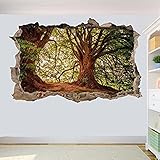 Wandaufkleber Wald alte große Eichen Wandaufkleber 3D Kunst Wandbild Zimmer Büro Shop Dekor 70x110cm