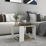 BULANED Couchtisch, Wohnzimmertisch, Wohnzimmer Tisch Für Couch, Coffee Table, Beistelltisch, Sofatisch, Sonoma-Eiche und Weiß 40x40x30 cm Holzwerkstoff