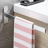KROCEO Handtuchhalter Ohne Bohren Eckig 38CM, Selbstklebend Handtuchhalter Bad habdtuchhalterung Edelstahl Handtuchstange Wand für Badezimmer küche, Gebürstet Silber