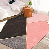 RUGMRZ Betten Rosa Grauer geometrischer rechteckiger Wohnzimmer Teppich langlebig Teppichläufer 70 x 140 cm