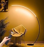 Aanyhoh LED Stehlampe Wohnzimmer Dimmbar Bogenlampe, 25W Modern Stehleuchte mit Fernbedienung, 3 Farbtemperatur & Memory-Funktion, Stehlampen Schwarz Leselampe für Sofa/Büro Schlafzimmer, H:165cm