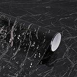 61 x 500 cm Schwarz Marmor Klebefolie Aufkleber Selbstklebende Möbelfolie PVC Wasserdicht Marmorfolie Granit Küchenfolie DIY Dekofolie Tapete für Schlafzimmer Küche Schrank Tisch