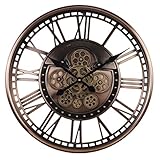 WOERD Wanduhr Vintage Groß, Lautlos Wohnzimmer 3D Uhr Ohne Tickgeräusche Dekorative Zahnrad Mit Römischen Ziffern, Steampunk Uhren Batteriebetrieben(Color:Kupfer)