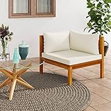 puraday Modulares Ecksofa mit Cremeweißen Kissen Akazienholz Outdoor Sofa Outdoor Lounge Terassenmöbel Außen Balkon Sofa Gartenmöbel Zum Entspannen Und Genießen des Wetters Komfortabel Design