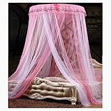 SORVA Moskitonetz Prinzessin Schlafzimmer Dekoration Stickerei Rüschen Moskitonetz Betthimmel for Mädchen Frauen Kinder Kleinkinder Krippe Erwachsene Bettvorhänge Baldachin (Color : Pink)