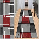 BAYUE Läufer Teppich Lang Flur rutschfest Waschbar 80X350CM,Modern Küchen Teppich Polyester Dauerhaft, Schlafzimmer Muster Carpet, für Wohnzimmer Büro Esszimmer, Anpassbar Teppichläufer Meterware