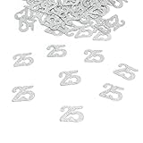 Oblique-Unique® Konfetti Zahl 25 Silber Glitzereffekt Deko Geburtstag Hochzeitstag Jubiläum - großes Konfetti -