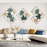Anjur 3D Metall Blätter Wanddeko für Wohnzimmer, 170 × 71 cm Große Wandskulptur für Schlafzimmer Badezimmer Küche Büro, 3er Set…