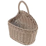 UPKOCH Rattan-Hängekorb Quadratische Körbe Zur Aufbewahrung Grauer Korb Graues Dekor Rattan-Blumenkorb Partygeschenkbehälter Wand-Hängekorb Kleiner Hängekorb Hängender