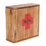 MEDIZINSCHRANK Medic 35 | 35x35x13cm (HxBxT), Mahagoni | Wandschrank im Shabby Chick Design, Arzneischrank, Erste Hilfe Schrank aus Holz | Farbe: 01 Natur-Vintage