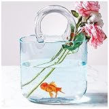 Dekorative Vase Glas Handtasche, Mundgeblasene Glasvasen Glass Bag Vase Taschen Vase Glas, FüR Heimdekoration,Style1-Blue