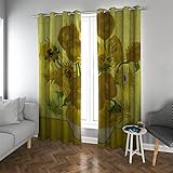 PARREN Van Gogh's Sonnenblumenvorhänge für Bauernhaus Schlafzimmer schallisolierte Vorhang Fenster Vorhänge Vorhänge für Wohnzimmer 2 Paneele gelb 200x245cm
