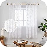 Amazon Brand - Umi 2 Stück Gardinen Vorhänge Halbtransparente Voile mit Ösen Vorhang Sheer für Wohnzimmer Küche Schlafzimmer 180x140 (HxB) Weiß