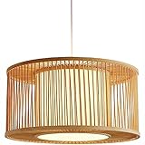 MAIYO 1-flammige, südostasiatische Bambus-Kronleuchter, kreative handgewebte Hängelampe mit hohlem Lampenschirm, höhenverstellbare Pendelleuchte E27, für Schlafzimmer, Wohnzimmer, Esszimmer
