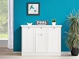 möbelando Sideboard Kommode Highboard Mehrzweckschrank Beistellkommode weiß Landsted I