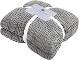 MYLUNE HOME Kuscheldecke baumwolldecke OekoTex 100 Baumwolle Tagesdecke 180X200cm grau - Weiche Grob Strickdecke mit Plaid Strickmuster Sofadecke Wohndecke Sofaüberwurf Bettüberwurf