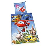 Super Wings Bettwäsche glatt Jett Donnie Dizzy Paul Flugzeuge 135 x 200 NEU Wow - All-In-One-Outlet-24 -