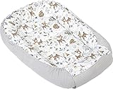 Medi Partners Babynest Kuschelnest Babynestchen 100% Baumwolle Waffle Nestchen Reisebett für Babys Säuglinge 100x60x15cm Sicherer Verschluss (REH mit Grauer Waffle)