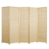 YJEUZCD Raumteiler, Massivholz Mobil Wohnzimmer Dekorativ Sichtschutz, Aufklappbar Eingangshalle Schlafzimmer Trennwand, 150cm Hoch (Farbe : Natural, Größe : 50cm-5pcs)