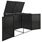XL 2er Rattan Mülltonnenverkleidung Mülltonnenbox für 2 Stück Mülltonnen 120 Liter Müllbox Abdeckung Mülltonne Polyrattan Geräteschuppen Box anthrazit