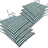 NYVI Stuhlkissen 40x40 cm ComfySeat Grün Weiß kariert 8er Set - Sitzkissen mit Bändern / Schleife, 9-fache Steppung - Indoor & Outdoor - Gartenstuhlkissen aus Baumwoll-Mischgewebe - ÖkoTex 100