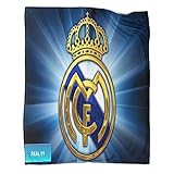 KAnduo Real-Madrid Decke Fleece Wurfdecke Für Mädchen Jungen,La Liga Alle Jahreszeiten Super Weiche Plüsch Wirft Decke Für Couch Schlafsofa Büro50x60inch(127x152cm)