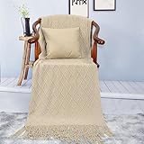 Lifup Wohndecke Weich Strick Quaste Kuscheldecke Sofadecke Schlafdecke Kuschel Weiches Gestrickt Tagesdecke Dekorativ Sommerdecke für Bett Couch alle Jahreszeiten Khaki 127 x 172 cm