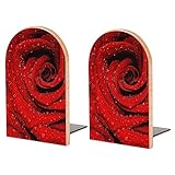 Hölzerne Bücherstützen Rote Rose Blumen Stabiler Bücherständer Holzbuchständer Für Schwere Bücher