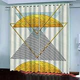 BONDIJ Gardinen Wohnzimmer Schlafzimmer 3D Geometrisches Dreiecksmuster Muster 232X236cm(HxB) 2Er Set Blickdichter Vorhang Kinderzimmer Wohnzimmer Energiesparende Geräuschreduzierende Kindergardinen