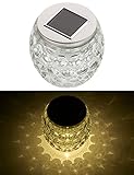Lunartec Solar Tischlicht: Solar-LED-Windlicht aus Glas, mit tollem Lichtmuster, IP44, Ø 10 cm (Tischlicht LED)