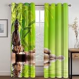 Vorhänge Schlafzimmer 3D Waterfront Leaf Buddha Kerze Blackout Curtain Verdunkelung 220x210 cm Gardinen Blickdichte Vorhänge Schlafzimmer Ösen Thermo Vorhang, Mit Muster Für Fenster Wohnzimmer