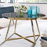 FineBuy Couchtisch 76x76x41 cm Glas Sofatisch Rund Verspiegelt mit Metall-Gestell | Wohnzimmertisch Kaffeetisch Spiegelglas | Großer Tisch Beistelltisch Wohnzimmer Modern