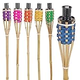 6 x 70 cm Garten Terrasse Auffahrt Feuer Natur Bambus Fackel Öl Paraffin Outdoor Party Kerze Flammen Laternen