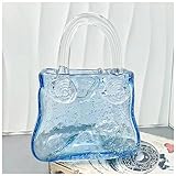 Vase Tasche, Mundgeblasene Handtaschenvase Geldbeutel-Vase FüR Blumen Glasvase Taschenform, FüR TischaufsäTze, KüChe, BüRo Wohnzimmer,Style2-Blue