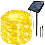 IMAGE Solar Lichterschlauch 23M 200LED Lichtschlauch Wasserdichte Lichterkette Außen Outdoor Garten Baum Beleuchtung, warmweiß