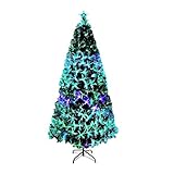 VA-Cerulean Weihnachtsbaum Künstlicher mit Glasfaser-Farbwechsel,schwer entflammbar,Schnellaufbau,Weihnachtsdeko,Unechter Tannenbaum,Christbaum mit Ständer(Bunt Lampen,210cm)