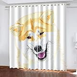 MAYNUO Vorhänge Blickdicht 3D Cartoon Tier Hund Gardinen Verdunkelungsvorhänge 200x214 cm Verdunklungsvorhänge Ösen, Drucken Curtains Für Schlafzimmer Wohnzimmer Deko, Verdunklungsgardine 2Er Set