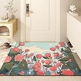 Badezimmerteppich Rose Badematte rutschfest,Weiche Badteppich,Badvorleger Duschvorleger,Teppich Badezimmer Waschbar,Bad Teppich Flauschig 40×60cm