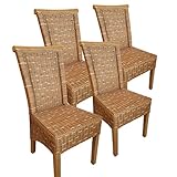 casamia Esszimmer Stühle Set 4 Stück Rattanstühle Esstisch Stühle Perth braun Korbstühle Farbe ohne Sitzkissen