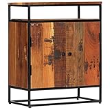 JUNZAI Beistellschrank, Komodenschrank Sideboard, Konsolenschrank, Teeschrank, Büro Kommode, 60x35x76 cm Massives Altholz und Stahl