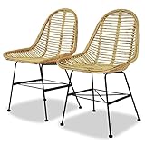 KTHLBRH Esszimmerstühle 2 STK. Natur Rattan,küchenstühle,esstisch stühle,esszimmermöbel,stühle,Wohnzimmer stühle,Geeignet für Wohnzimmer, Küche, Schlafzimmer