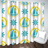 SJSXWQN Vorhänge Blaues Segelboot Gardinen mit Ösen Vorhang Blickdicht Thermo Verdunklungsvorhänge Schiebegardinen für Schlafzimmer Wohnzimmer H 245 x B 140 cm 2er Set