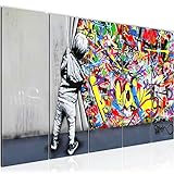 Runa Art Wandbild XXL Banksy Behind the curtain 200 x 80 cm Graffiti 5 Teilig - Made in Germany - 043555a