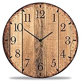 GRAVURZEILE Wanduhr aus Holz - Nature Love - Schleichendes Uhrwerk - Ohne Tickgeräusche - Ø 30 cm - Design Wanduhren für Wohnzimmer Schlafzimmer & Küche