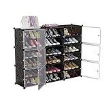 HWSY Organizer Schuhregal 3 Säulen 6 Tier Kunststoff Withdoor Herausnehmbare Aufbewahrung 36 Paar Schuhe Schlafsaal Wohnzimmer 126X32X96CM (Color : Black) Interesting